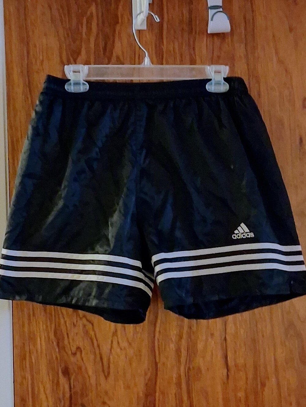 adidas Black Men's Athletic Shorts with White Stripe Trim Size Medium